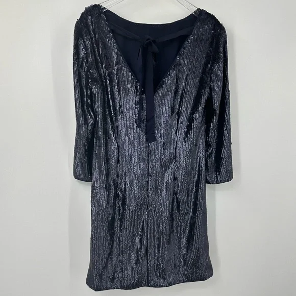 J Crew Sequin Party Dress Wedding Cocktails Navy Blue Womens 4 - Picture 3 of 8